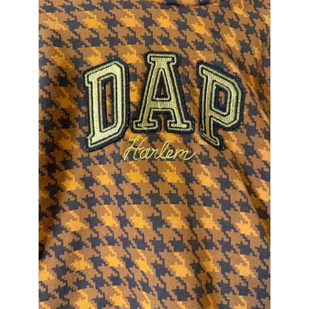 Gap X Dap Toddler Hoodie 3T Houndstooth Print Brown/Orange Cotton Blend